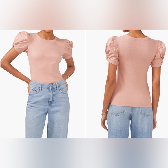 1. State puff sleeve rib knot t-shirt. Medium black - Picture 4 of 4